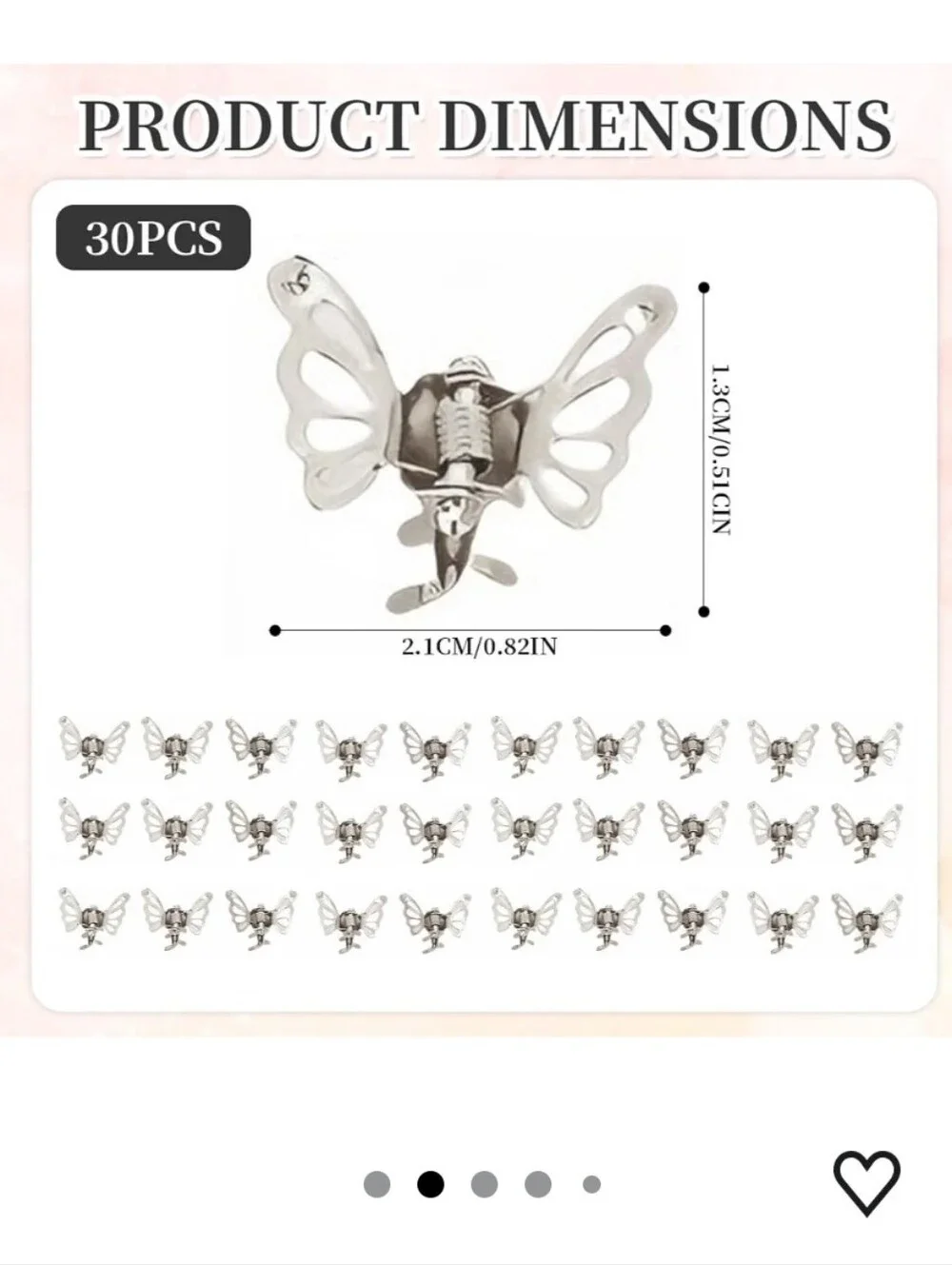30 Pcs Silver Butterfly Hair Clips
